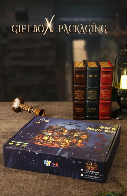 Holo Magic City DIY Wooden Dollhouse – Deluxe Miniature Build Kit