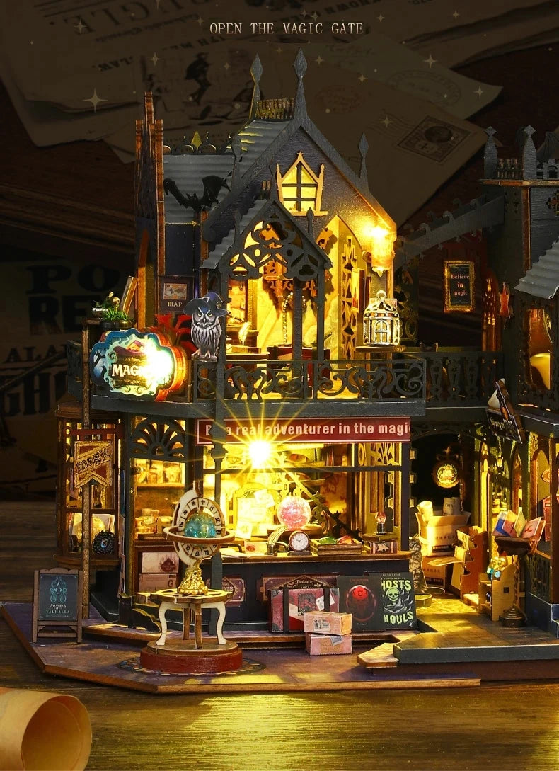 Holo Magic City DIY Wooden Dollhouse – Deluxe Miniature Build Kit